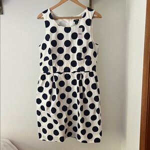 J. Crew Ivory and Navy Polka Dot Dress